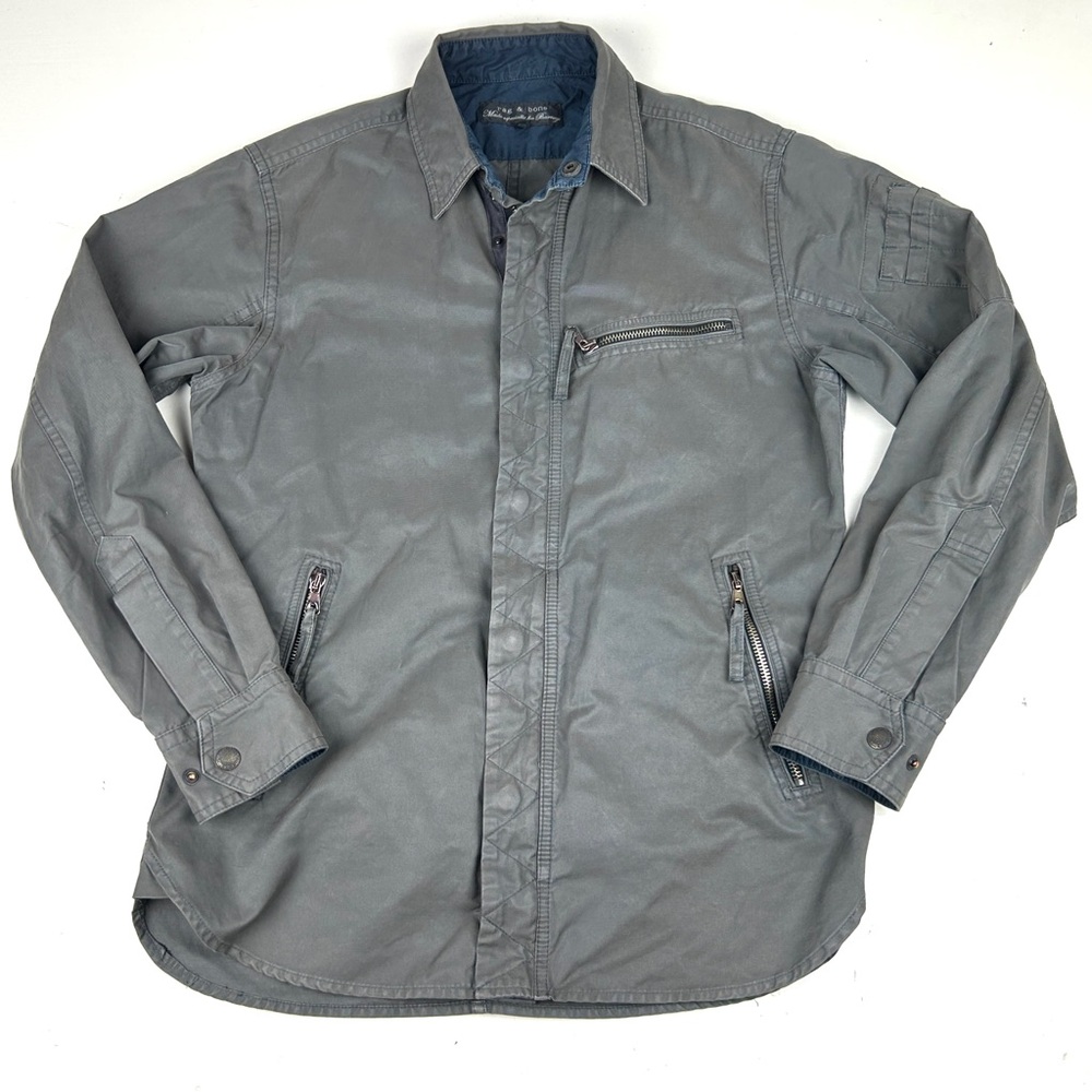 Rag and Bone Utility military Jacket Gray Women Sz Small Zip & Snap Button Front